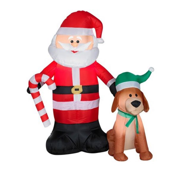 Factory Customized Shop or Family Christmas Roof Decoration Inflatable Santa Claus on Fire
