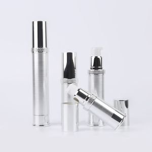 Airless Plastic Silver Aluminum Slimline Lotion Pump Dispenser 10ml - 30ml