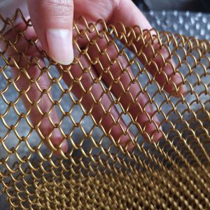 Gold Flexible Aluminium Metal Chain Link Cpol Drapery Decorative Wire Mesh