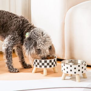 Pet Stainless Steel Elevated Single Bowl Anti-Upset Non-Slip Bowl Large Capacity
