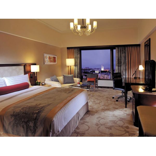 Dark Walnut High End Bedroom Furniture Customized With Fabric Chaise Chair