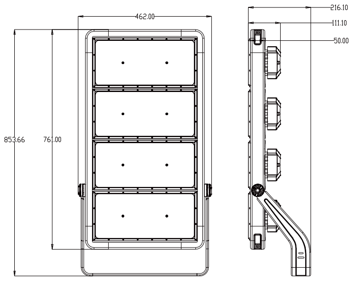 250-1250W Adjustable IP66 5years Wattanty LED High Mast Light With Overheat Protection For Sport Fiedl Stadium