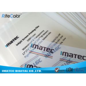 China PET Clear Transparency Inkjet Screen Printing Film Waterproof 100 Micron on sale