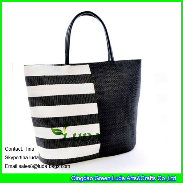 Buy LUDA black striped beach handbag new paper straw handbags uk at wholesale prices