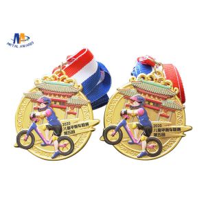 65mm 4MM Children Banlance Bike Medals With Ribbon
