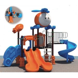 outdoor playground equipment with plastic slide and tube slide