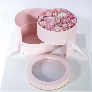 Double Layer Flower Package Custom Round Rotation 2 Two Dual Rotatable Gift