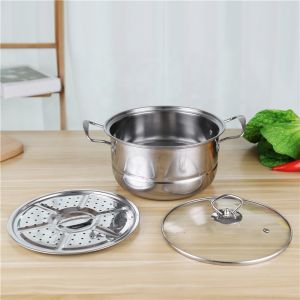 12pcs kitchenware glass lid non stick cookware set with steamer