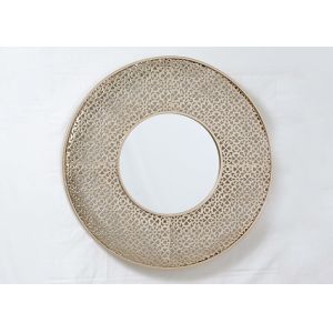 Round Rose Gold Painting Metal Wall Art Mirror