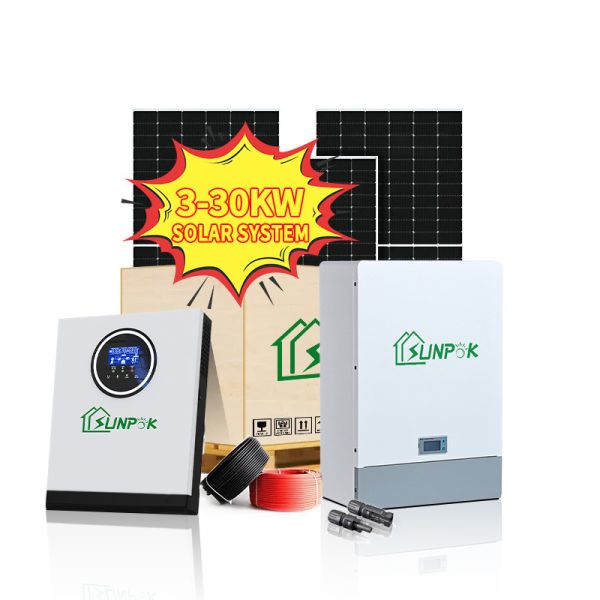 Buy Sunpok Complete Off Grid Solar Power Kits 5kwh 10kwh 15kwh 20kwh 25kwh 30kwh Grid Hybrid Solar Power Inverter at wholesale prices