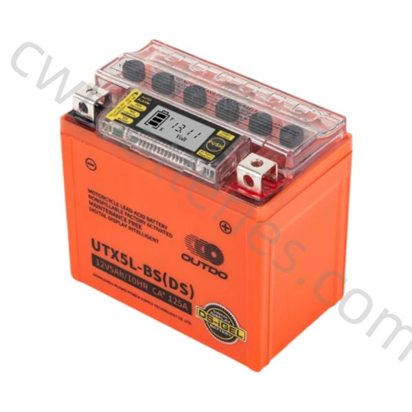 OUTDO UTX5L-BS(DS) Motorcycle Lead-Acid Battery 12V 5Ah/10HR 125A Maintenance Free Replacement Accessories