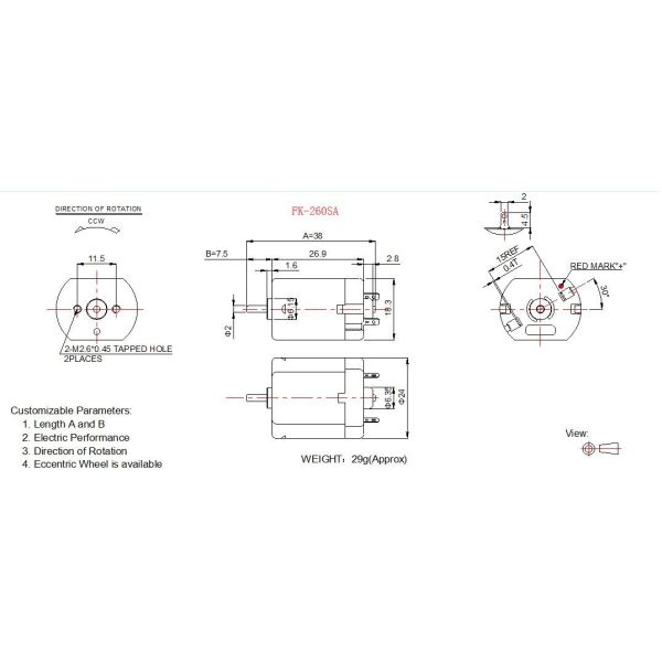 12v Automobile DC Motor FK 260 Mini Brush DC Motor For Rearview Mirror
