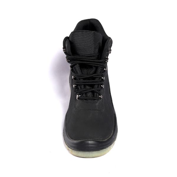 Black Men'S Industrial Steel Toe Safety Shoes Anti Puncture PU Outsole Leather Footwear Acid Proof
