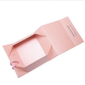 Luxury Pink Rigid 1000g Cardboard Foldable Packaging Box Book Shaped