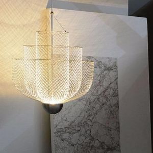 Designer Golden Grid Led Chandelier Postmodern Metal Bedroom chandelier