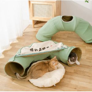 Washable Cushion Cat Tube Bed Double Sided Suede With Central Mat