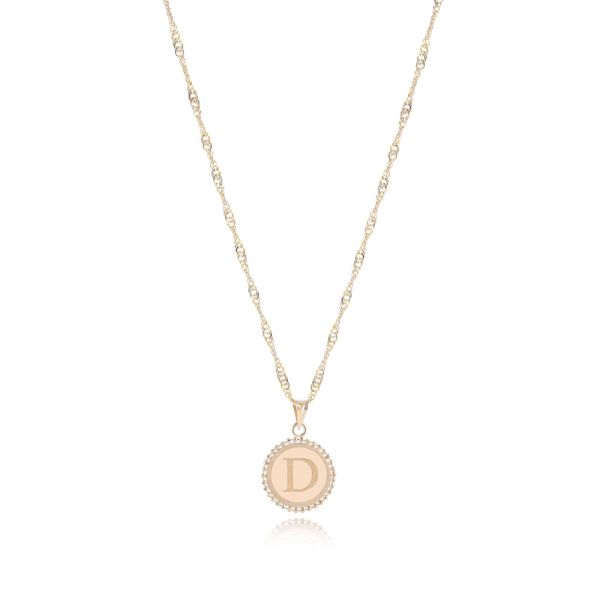 18K Gold ‘D’ Pendant Necklac