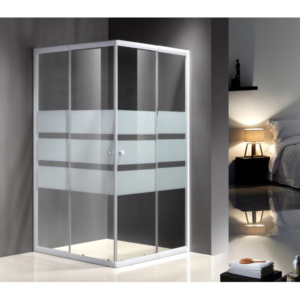 Buy Serigraphy Glass Shower Enclosures With 10Cm Adjustable / White Painted Profile at wholesale prices
