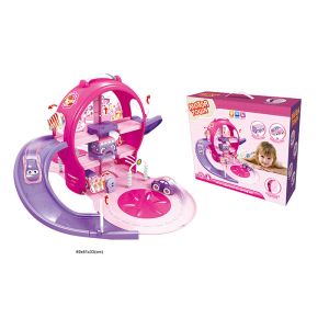 24 " Portable Kids Toy Vehicles Parking Garage With Assembly Track 2 Cars