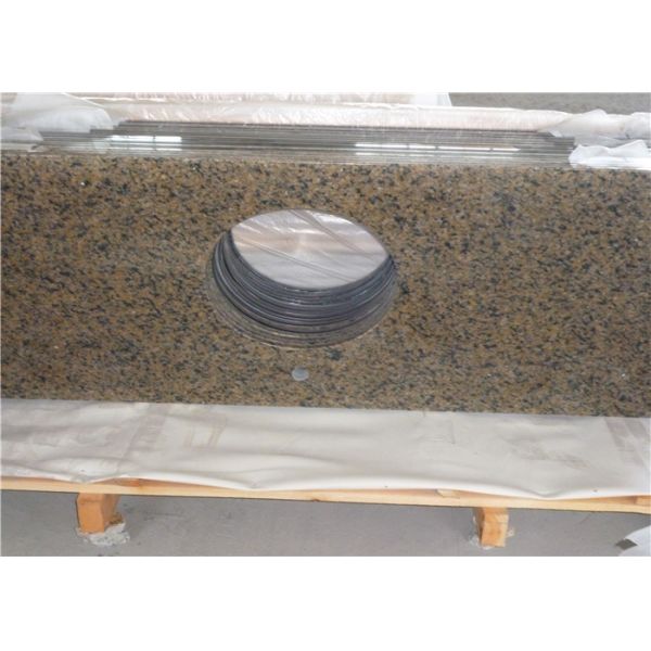 Buy Sink Hole Cutout Prefab Bathroom Vanity Tops Tropical Brown Granite at wholesale prices