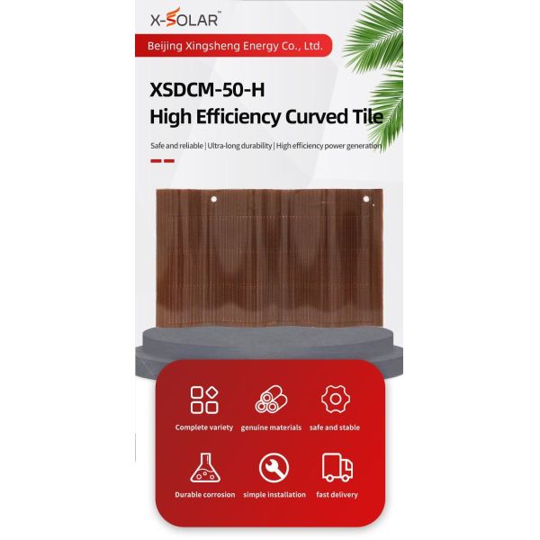 Solar Roof Tile Renewable Energy Integrated CIGS BIPV Tile 50W Suitable for European Villas Red Solar Roof Tiles