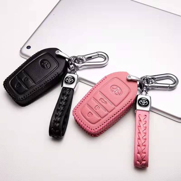 Fadeless Leather Car Keychain Holder Women Electro Galvanized Antioxidant