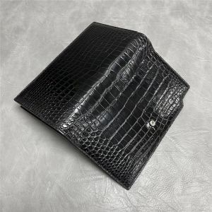 Authentic Crocodile Skin Businessmen Large Bifold Wallet Clutch Purse Exotic