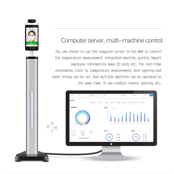 8 Inch Floor Standing Ir Face Recognition Thermometer Kiosk For Children Adults