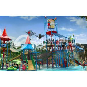 Commercial Medium Water House Aqua Playground Platform With Water Slide for