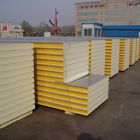 950mm Width Rock Wool Sandwich Panel Metal Polyurethane Edge Sealing For Warehouse