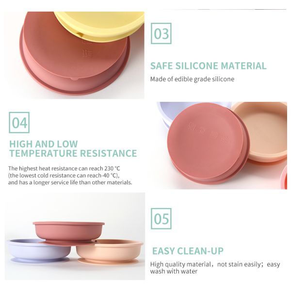 Food Grade Suction Silicone Bowl Set For Baby Toddler Feeding