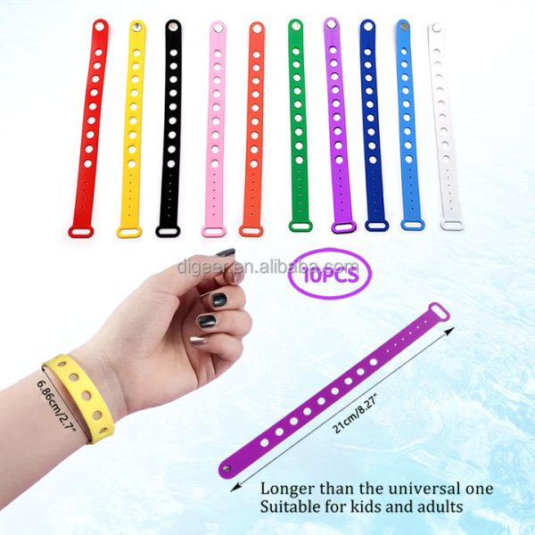 Colorful Silicone Wristband Adjustable Bracelet for Charms and Wrist Strap Shoes