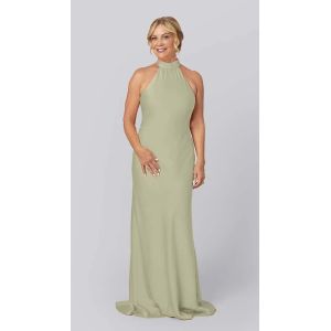 Sexy Sleeveless Customized Sweep Train Keyhole Back Halter Zipper Black Satin