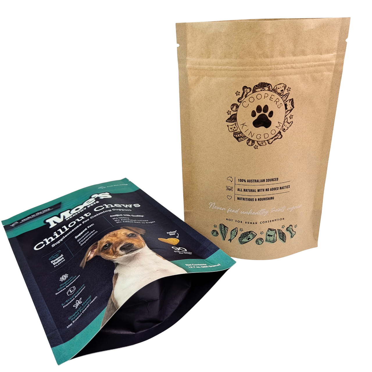 Custom Resealable Stand Up Pet Food Packaging Bags with Zipper
