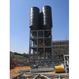 Portable HZS50 Cement Concrete Mixer Plant With Cement Silo