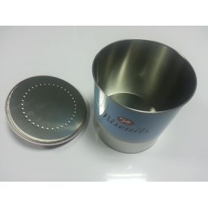 White / Blue Tin Cookie Containers With Lid / Cover , 162x175 MM