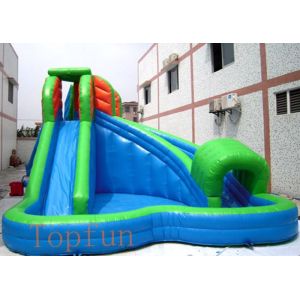 Quality 6 x 6m Green Inflatable Kids Water Slides 0.55mm PVC Tarpaulin With Pool for sale
