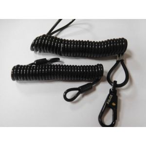 Big stainless steel cord dia inside tranparent black PU coiled tool tether