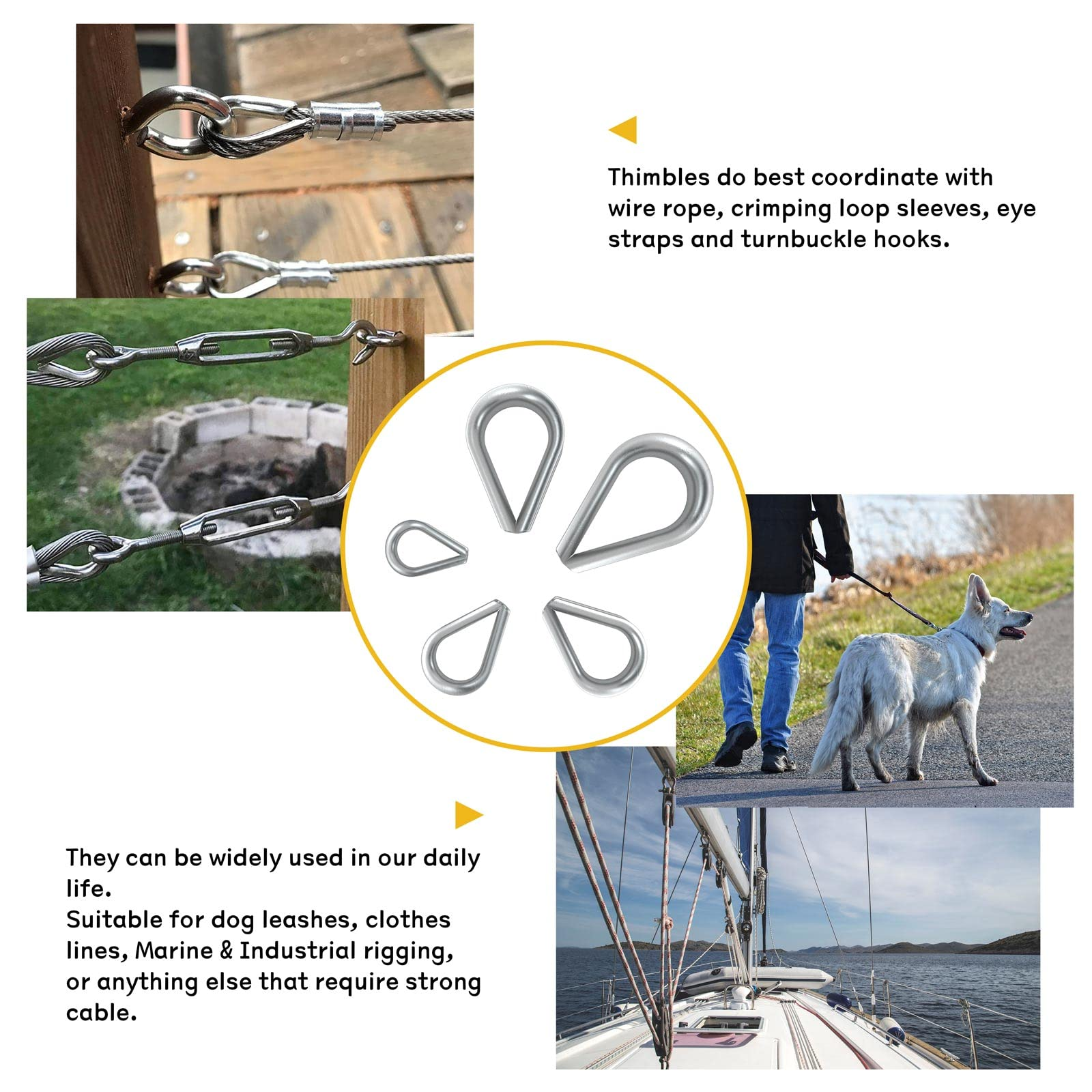 Lightweight Practical Wire Rope Thimbles , Rustproof Stainless Steel Cable Thimbles