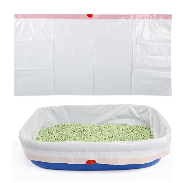 Cute Disposable Cat Litter Box Pan Liner Filter Refills Waste Flat Plastic Bag With Drawstring