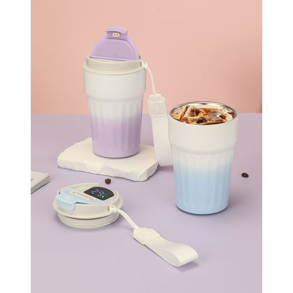 380ml Good Price Fashionable Gradient Double Wall Coffee Mug Vacuum Flask For Travel