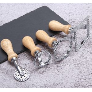 Stainless Steel Ravioli Mold with Wooden Handle Used for Making Italian