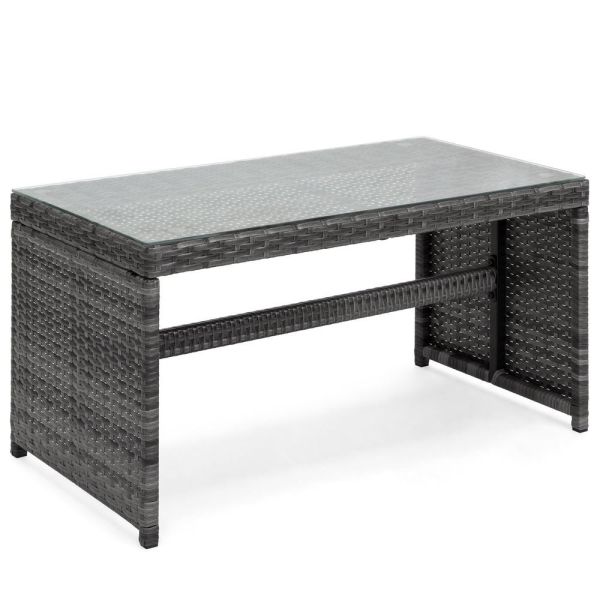 Waterproof Weather Resistant Aluminum Frame Modern Brown PE Rattan Woven Sofa Chair Coffee Table Sets