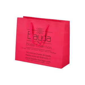 Bright Pink Paper Packaging Bags Matte Lamination With 128gsm 175gsm Thickness