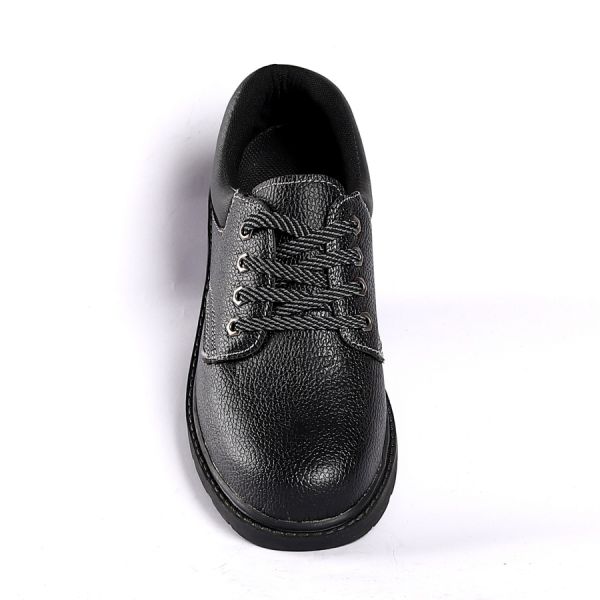 Basic Black Leather Upper Puncture Slip Resistance Breathable Steel Toe Shoes
