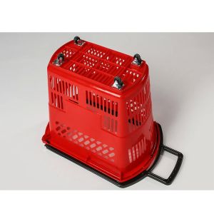 Supermarket Shopping Basket Plastic Folding Wheels