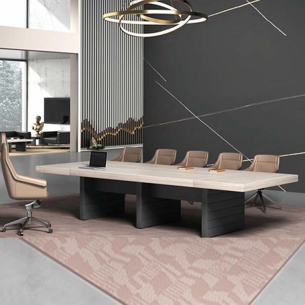 8 Seater Office Meeting Room Table Dark Grey OEM For Business Premises