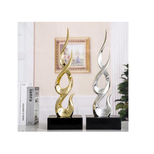 Nano Plating Gold Silver Outdoor Fiberglass Sculpture for Garden Home Decoration