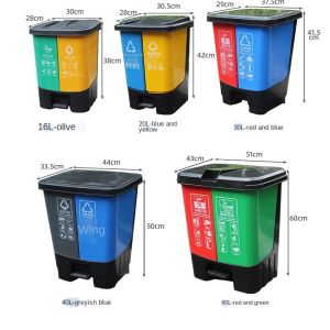 Classification Sorting Trash Can Dry Wet Separation 40L Trash Sorting Bins