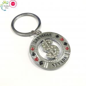 China High Quality Custom Customized Promotion Gift Las Vegas Souvenir Cut Out Zinc Alloy Spinning Key Chain With Diamond on sale